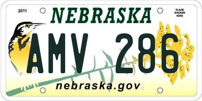 NE license plate AMV286