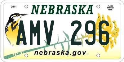 NE license plate AMV296