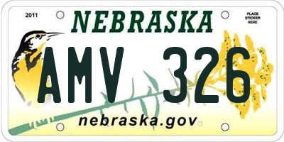 NE license plate AMV326