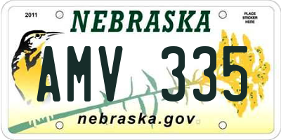 NE license plate AMV335
