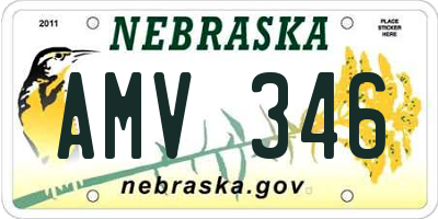 NE license plate AMV346