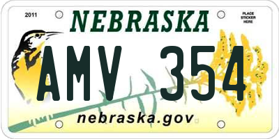 NE license plate AMV354