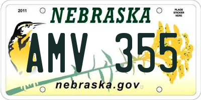 NE license plate AMV355