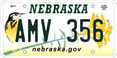 NE license plate AMV356
