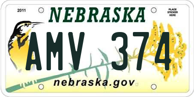 NE license plate AMV374