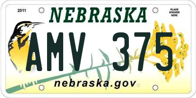 NE license plate AMV375