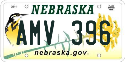NE license plate AMV396
