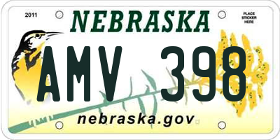 NE license plate AMV398