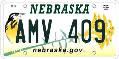 NE license plate AMV409