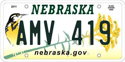 NE license plate AMV419