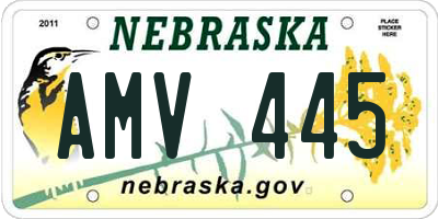 NE license plate AMV445