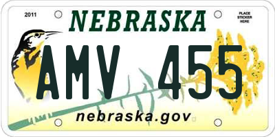 NE license plate AMV455