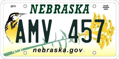 NE license plate AMV457