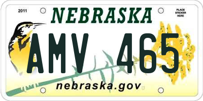 NE license plate AMV465