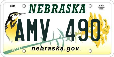 NE license plate AMV490