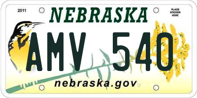NE license plate AMV540