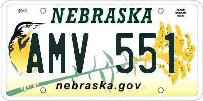 NE license plate AMV551