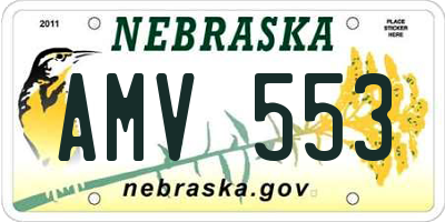 NE license plate AMV553