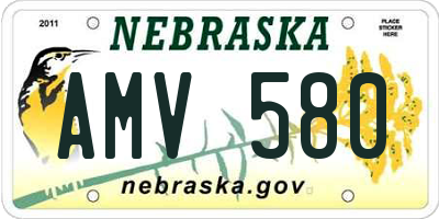 NE license plate AMV580