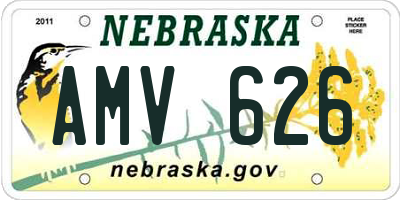 NE license plate AMV626
