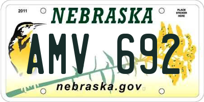 NE license plate AMV692
