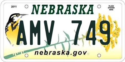 NE license plate AMV749