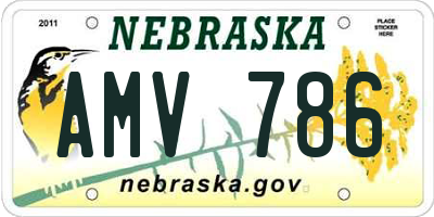 NE license plate AMV786