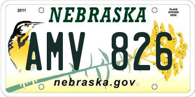 NE license plate AMV826