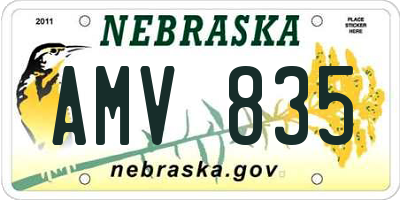 NE license plate AMV835
