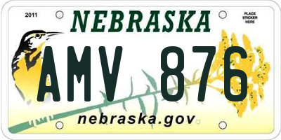 NE license plate AMV876