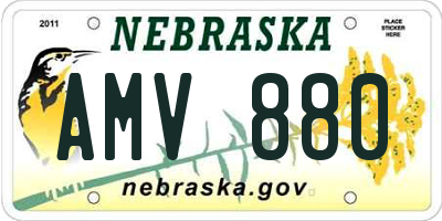NE license plate AMV880