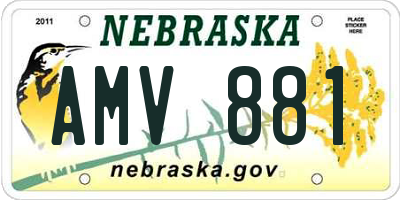 NE license plate AMV881