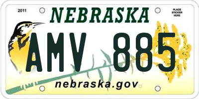 NE license plate AMV885