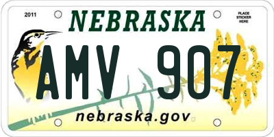 NE license plate AMV907