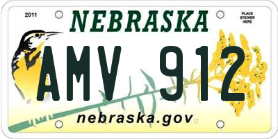 NE license plate AMV912