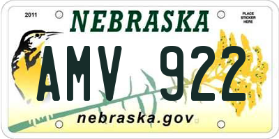 NE license plate AMV922