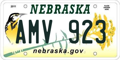 NE license plate AMV923