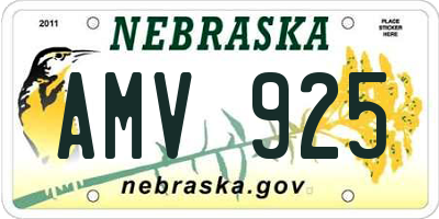 NE license plate AMV925