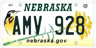 NE license plate AMV928
