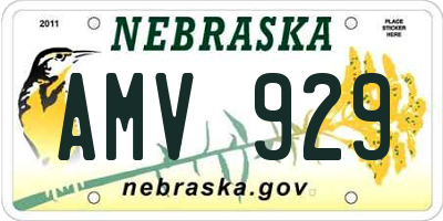 NE license plate AMV929