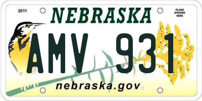 NE license plate AMV931