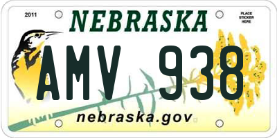 NE license plate AMV938