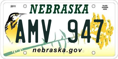 NE license plate AMV947