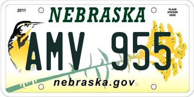 NE license plate AMV955