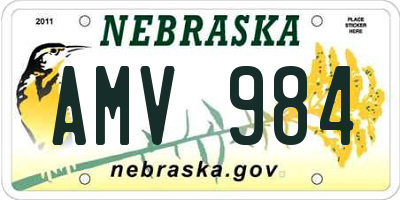 NE license plate AMV984