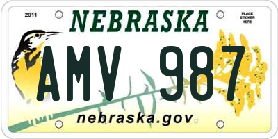 NE license plate AMV987