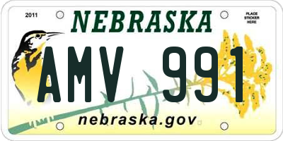 NE license plate AMV991
