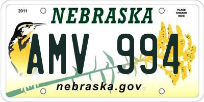 NE license plate AMV994