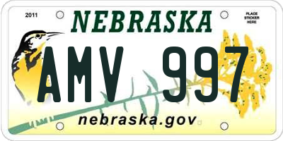 NE license plate AMV997
