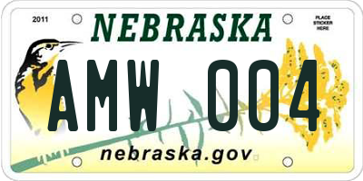 NE license plate AMW004